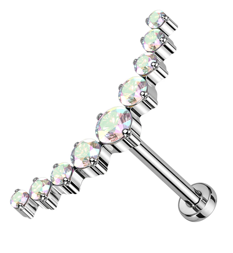 Arc Rainbow Aurora CZ Threadless Titanium Labret - Mrs Treak
