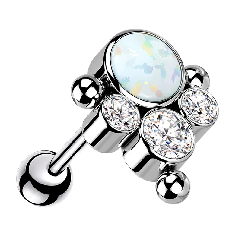 Bundle White Opalite Titanium Threadless Cartilage Barbell - Mrs Treak