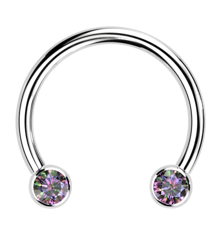 Black Aurora CZ Threadless Titanium Circular Barbell - Mrs Treak