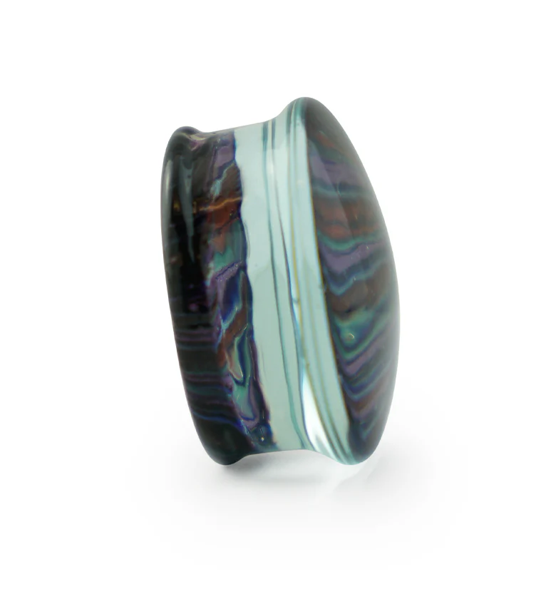 Rainbow Layers Glass Double Flare Plugs - Mrs Treak