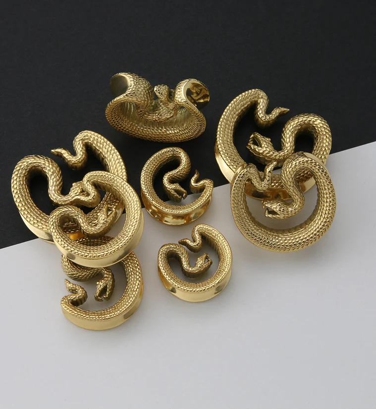 Gold PVD Snake Stainless Steel Saddles - Mrs Treak