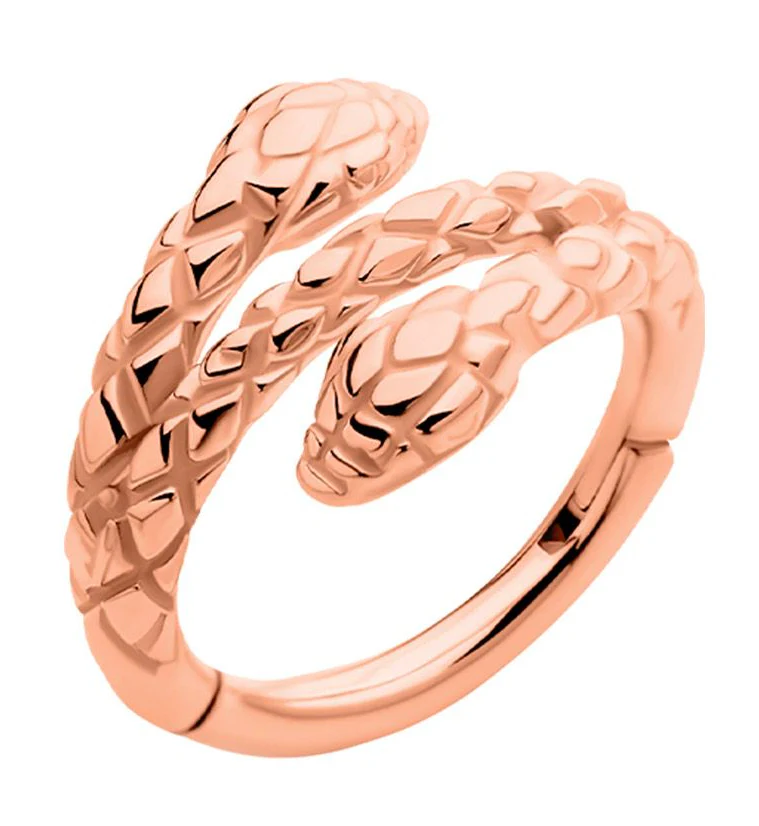 Rose Gold PVD Snake Twist Stainless Steel Hinged Segment Ring - Mrs Treak