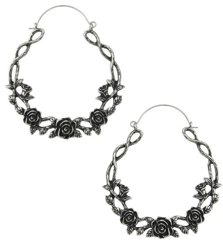 Rosy Vine Plug Hoops - Mrs Treak