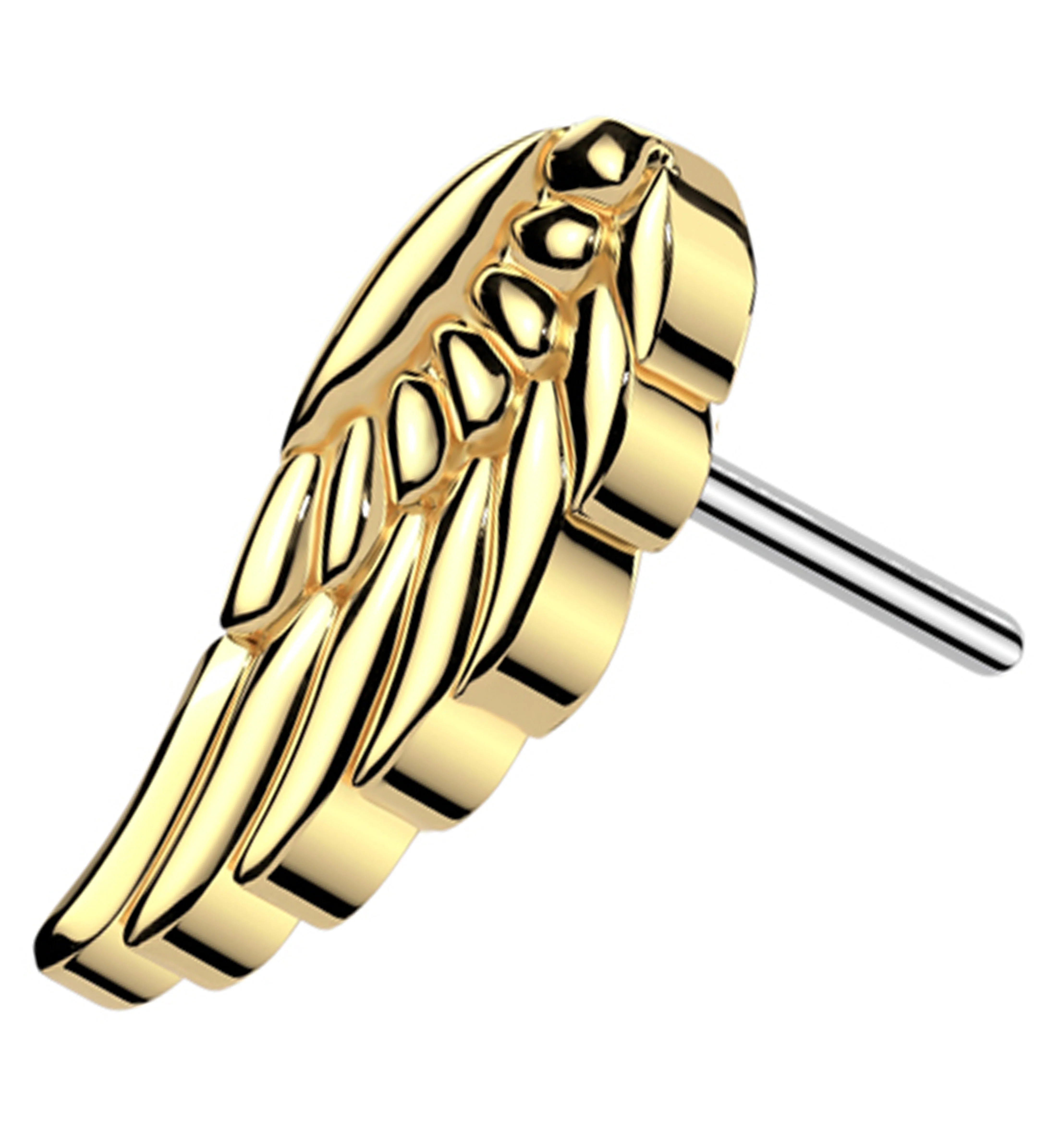 Gold PVD Angel Wing Titanium Threadless Top - Mrs Treak