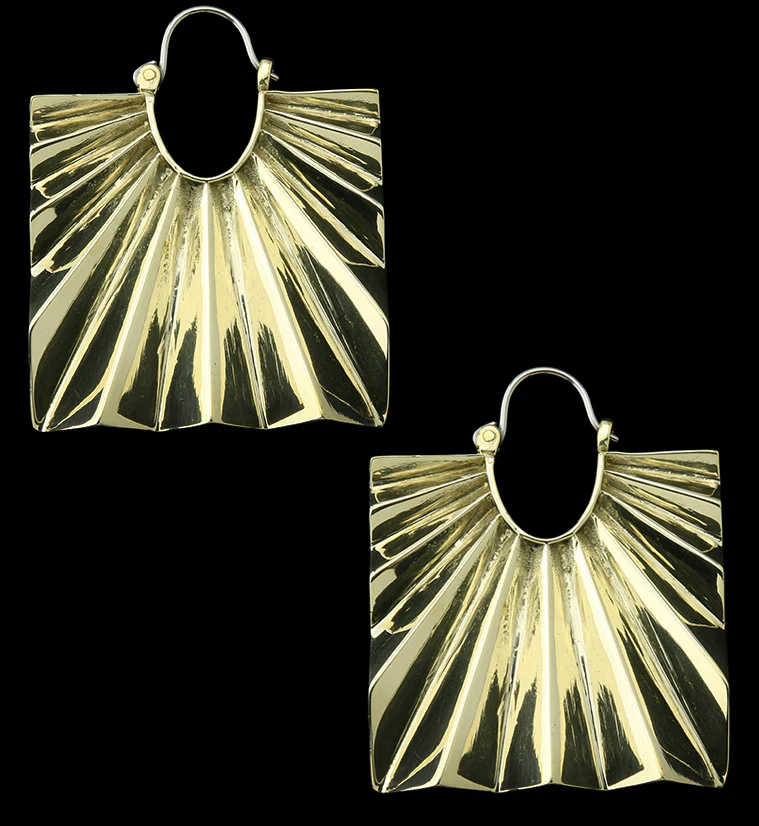Square Rays Brass Titanium Hangers / Earrings - Mrs Treak