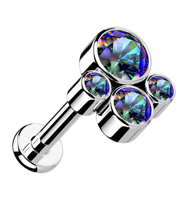 Tetrad Black Aurora CZ Titanium Labret - Mrs Treak