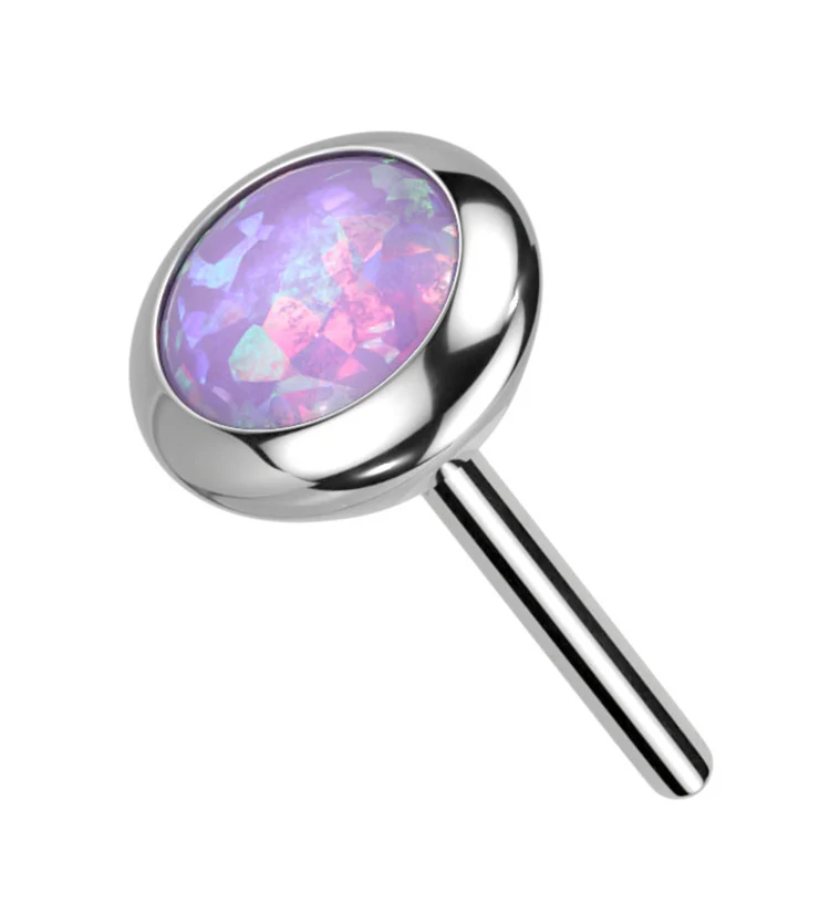 Flat Bezel Purple Opalite Threadless Titanium Top - Mrs Treak