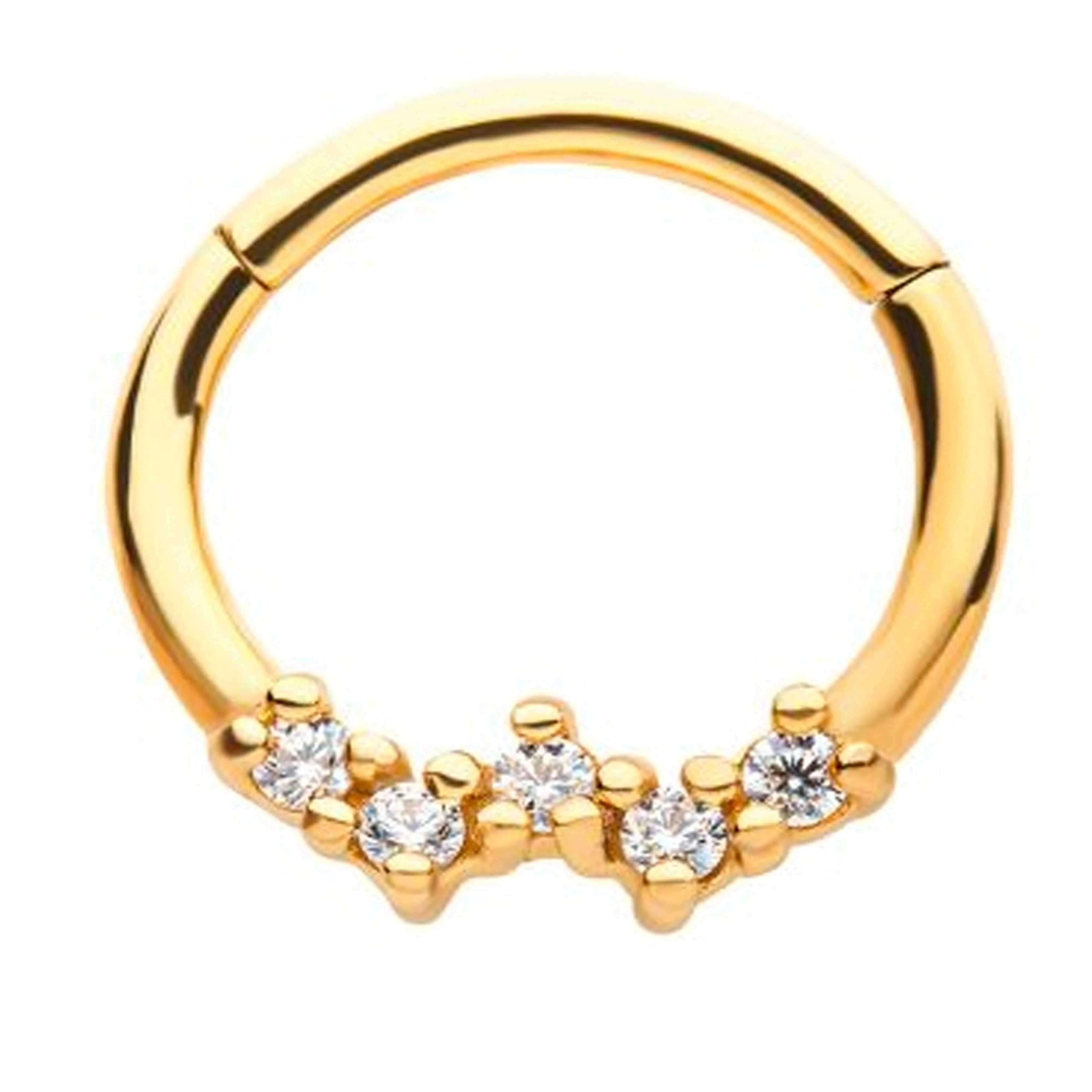 Spherule CZ Gold PVD Hinged Segment Ring - Mrs Treak