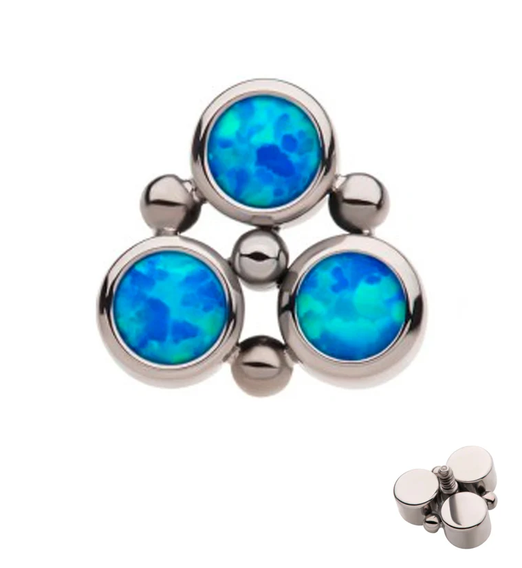 Trinity Beaded Blue Opalite Internally Threaded Titanium Top - Mrs Treak
