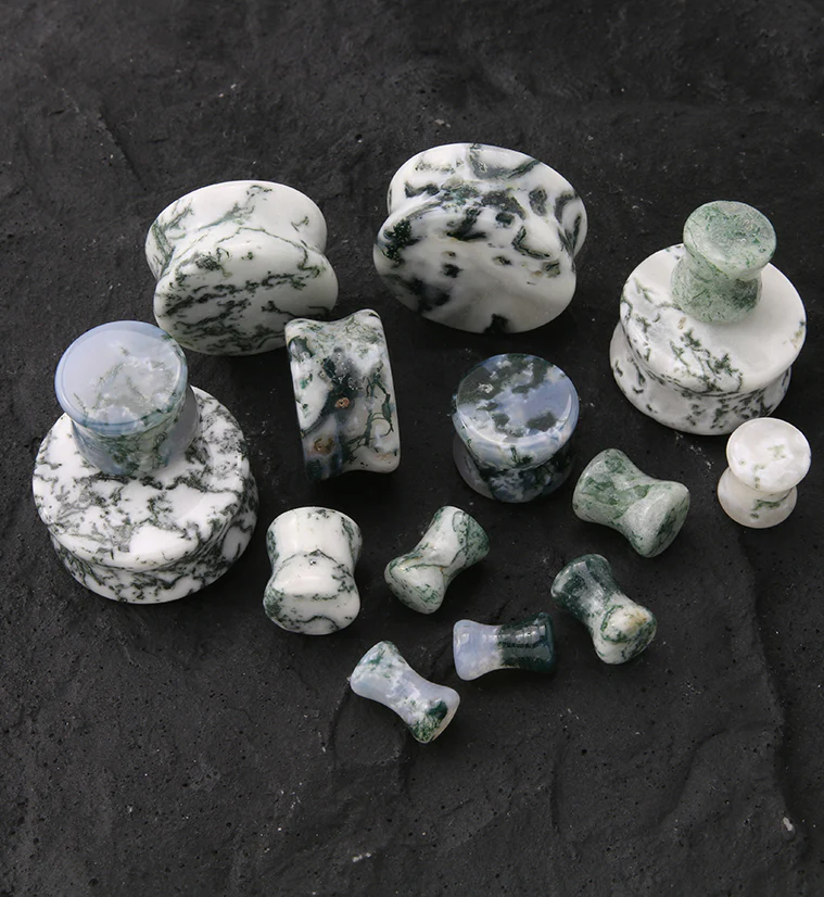 Winter Moss Agate Stone Plugs - Mrs Treak