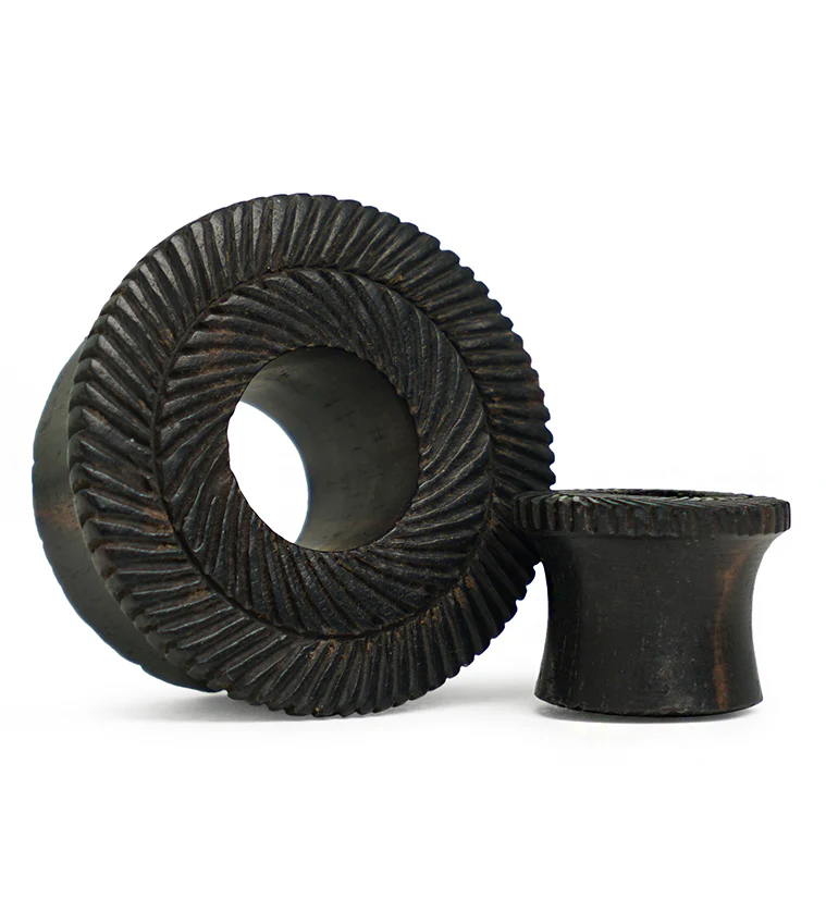 Interlace Areng Wood Mayan Flare Tunnel Plugs - Mrs Treak