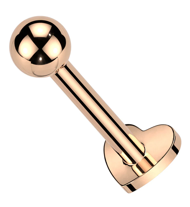 Rose Gold PVD Ball Heart End Internally Threaded Titanium Labret - Mrs Treak