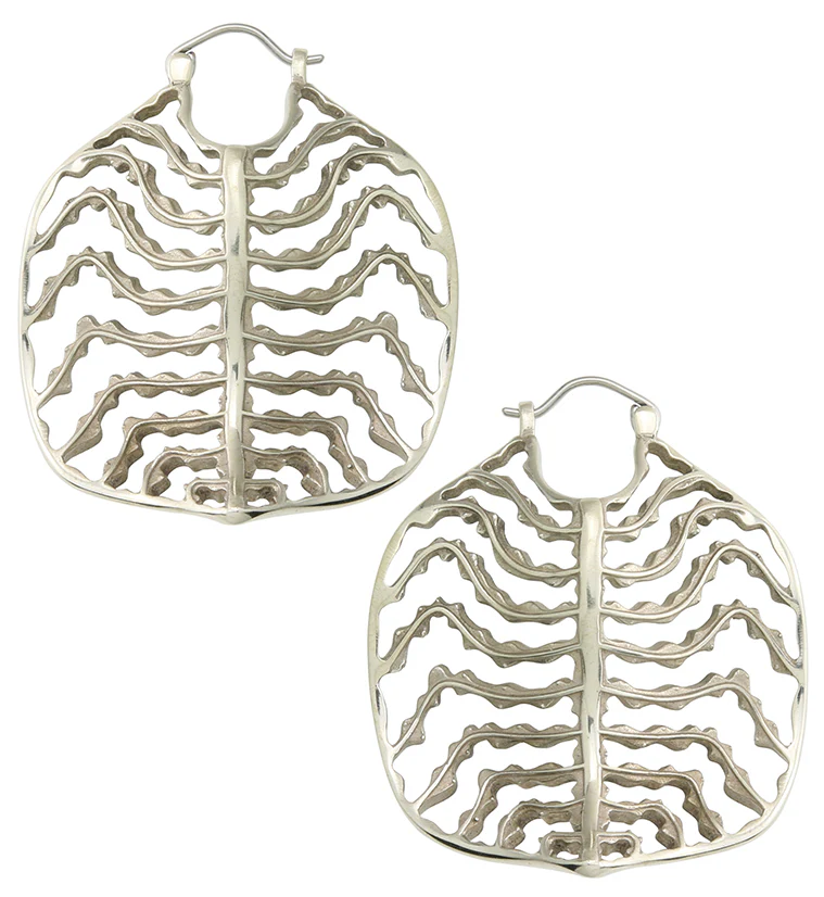 Emerald Ripple Peperomia Leaf White Brass Hangers / Earrings - Mrs Treak