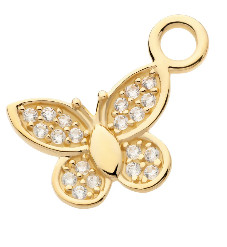 14kt Gold Butterfly CZ Charm - Mrs Treak