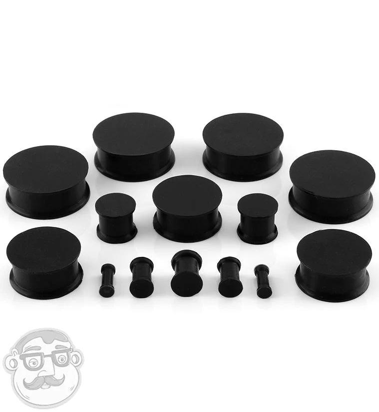 Double Flare Black Silicone Plugs (CLOSE OUT) - Mrs Treak