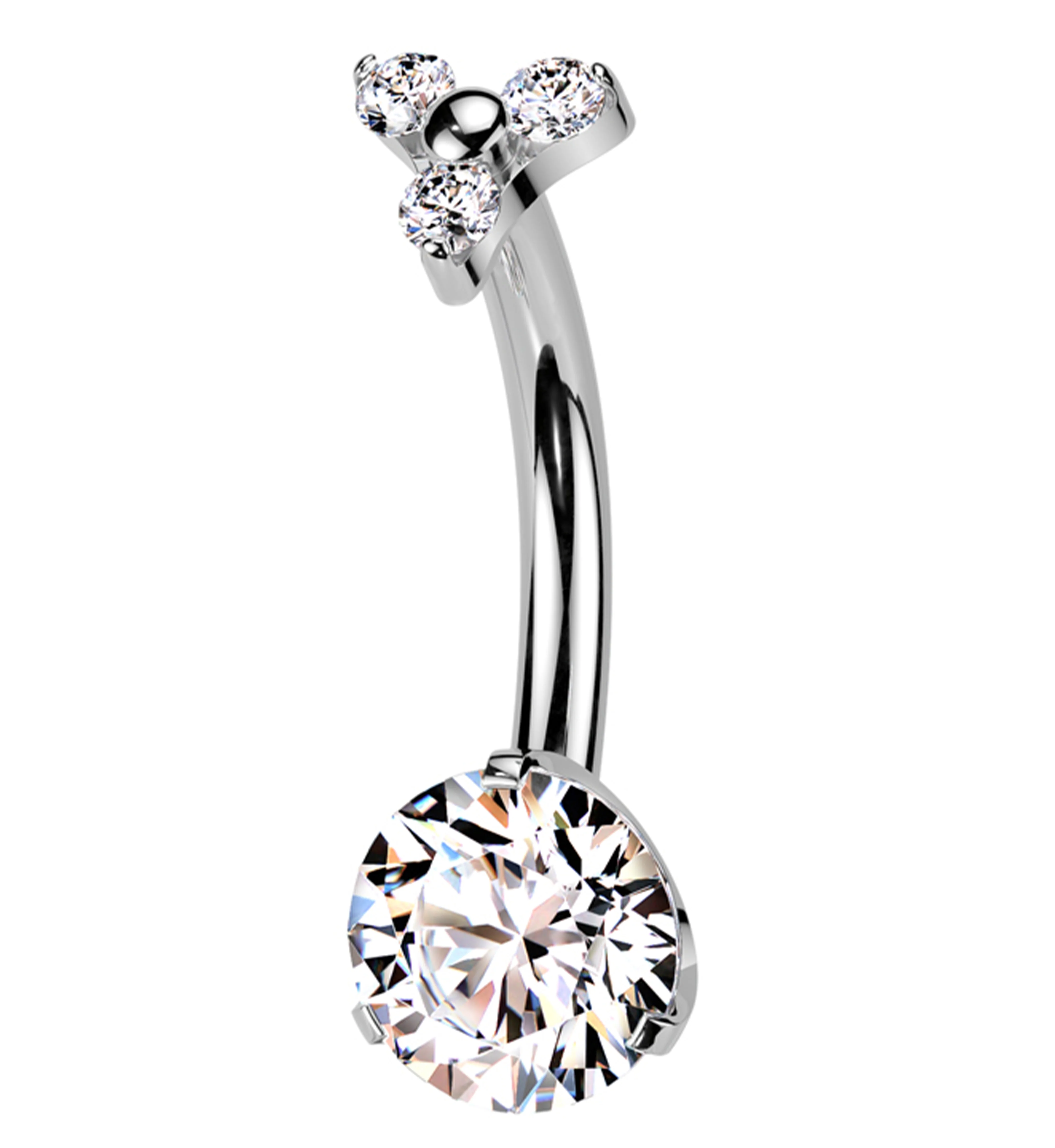 Trinity Clear CZ Titanium Internally Threaded Belly Button Ring - Mrs Treak