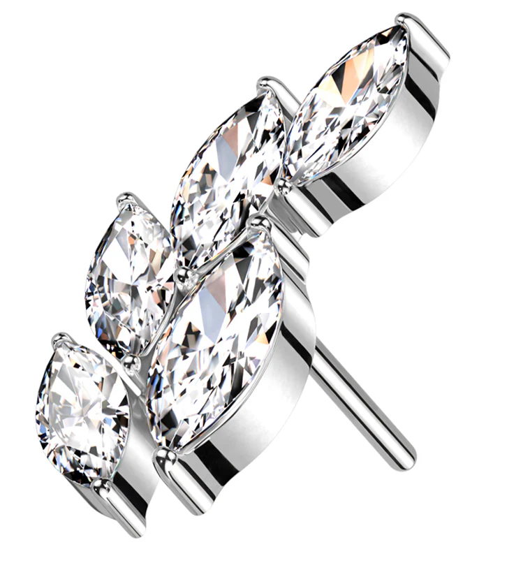 Vine Clear CZ Titanium Threadless Top - Mrs Treak