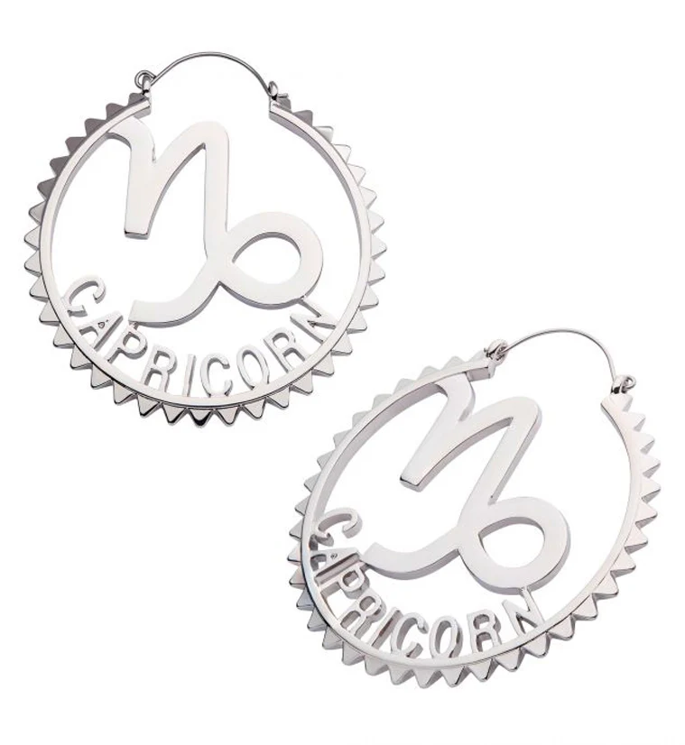 Capricorn Sign Plug Hoops - Mrs Treak