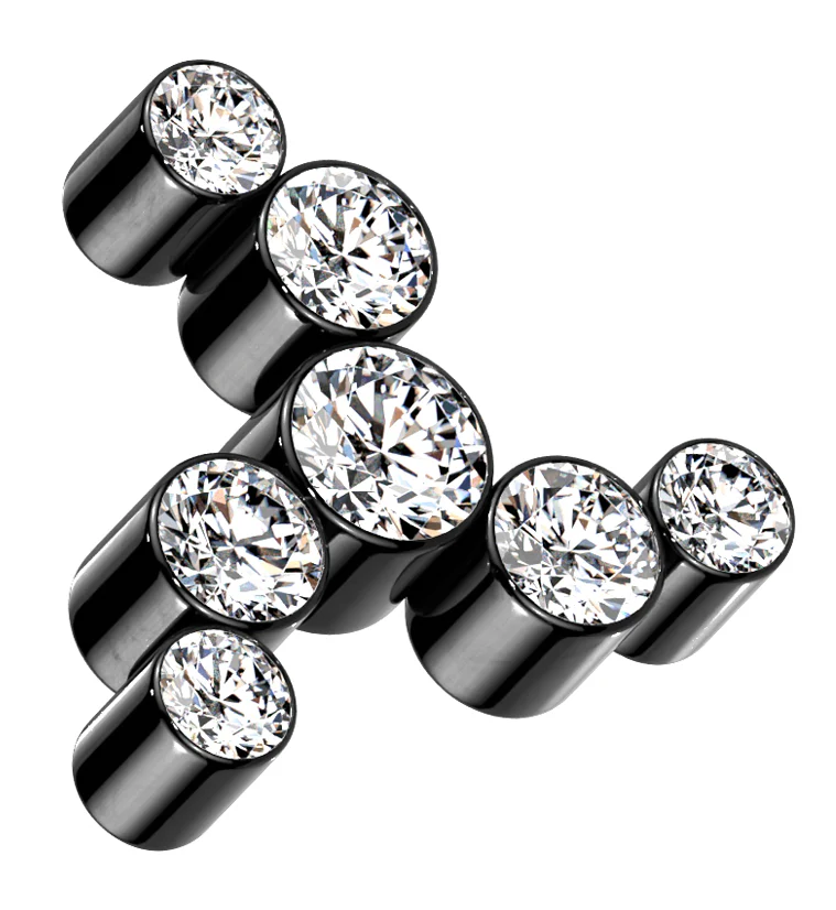 Black PVD Whirl CZ Titanium Internally Threaded Top - Mrs Treak