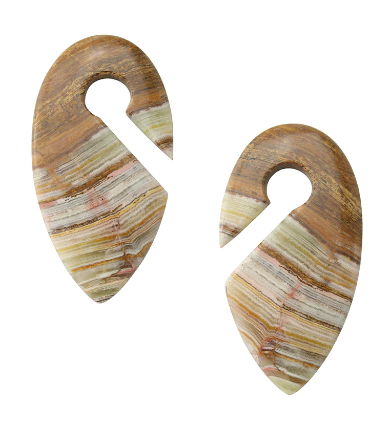 Green Onyx Stone Keyhole Ear Weights - Mrs Treak