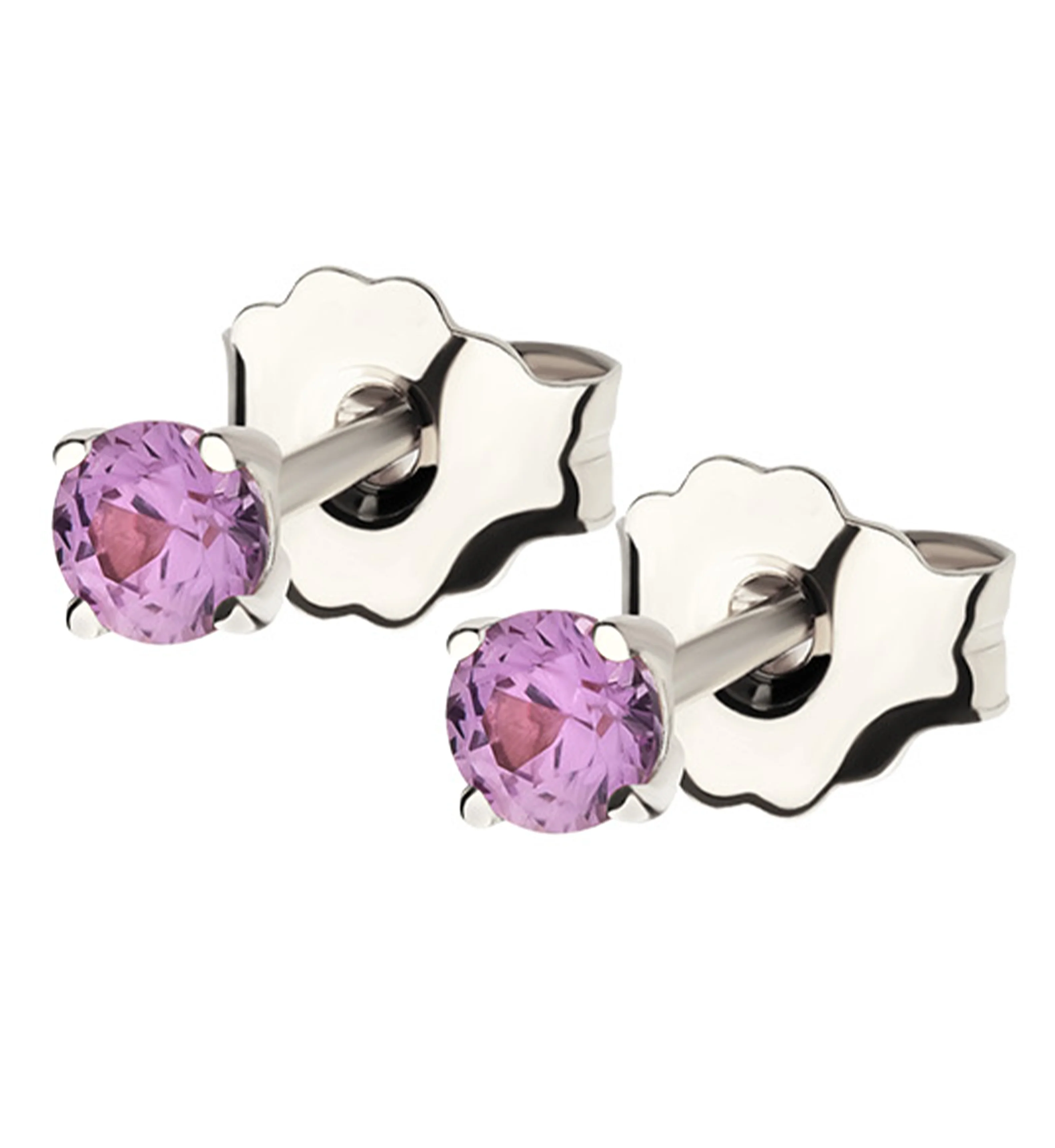 14kt White Gold June Birthstone Alexandrite CZ Stud Earrings - Mrs Treak