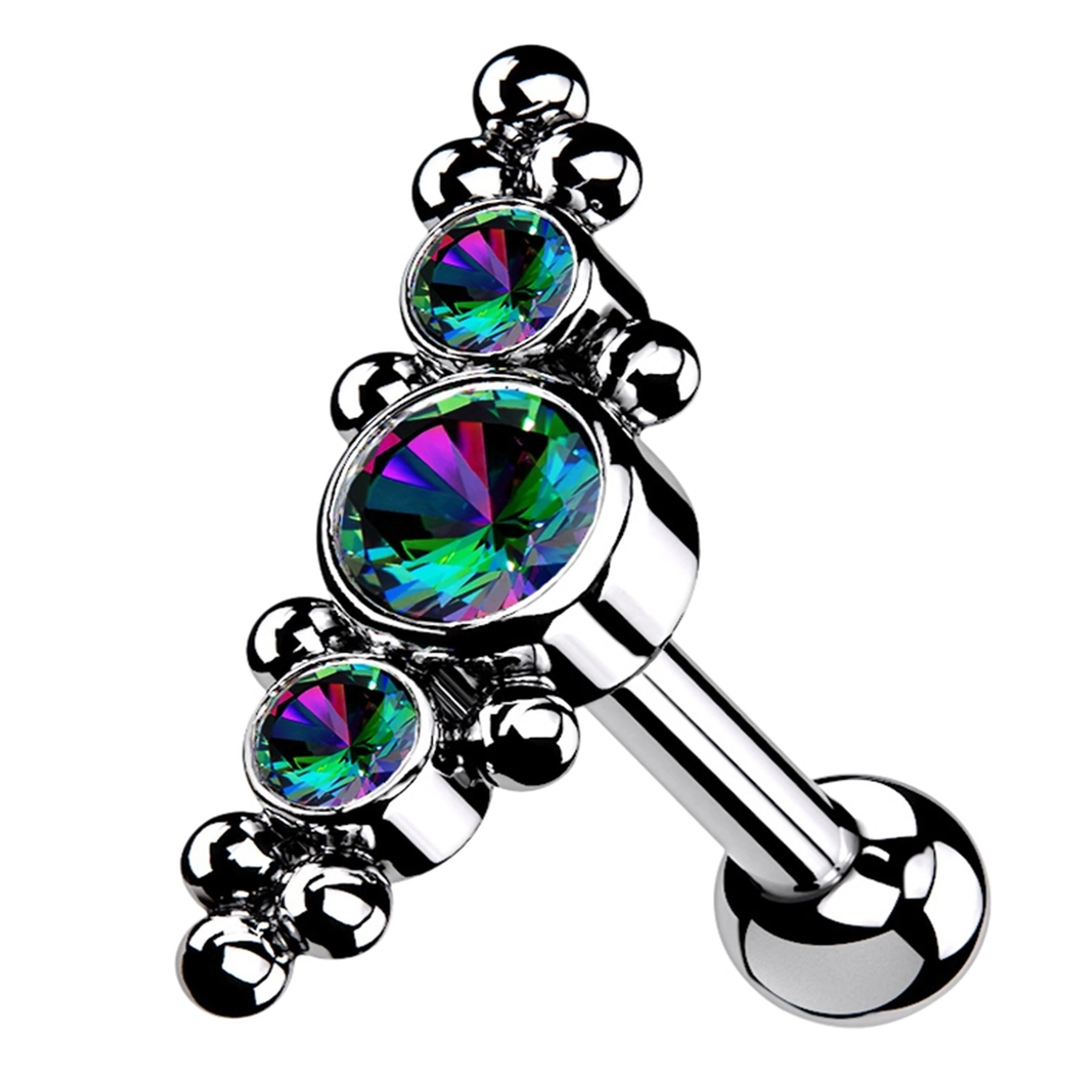Horde Cluster Black Aurora CZ Titanium Threadless Barbell - Mrs Treak