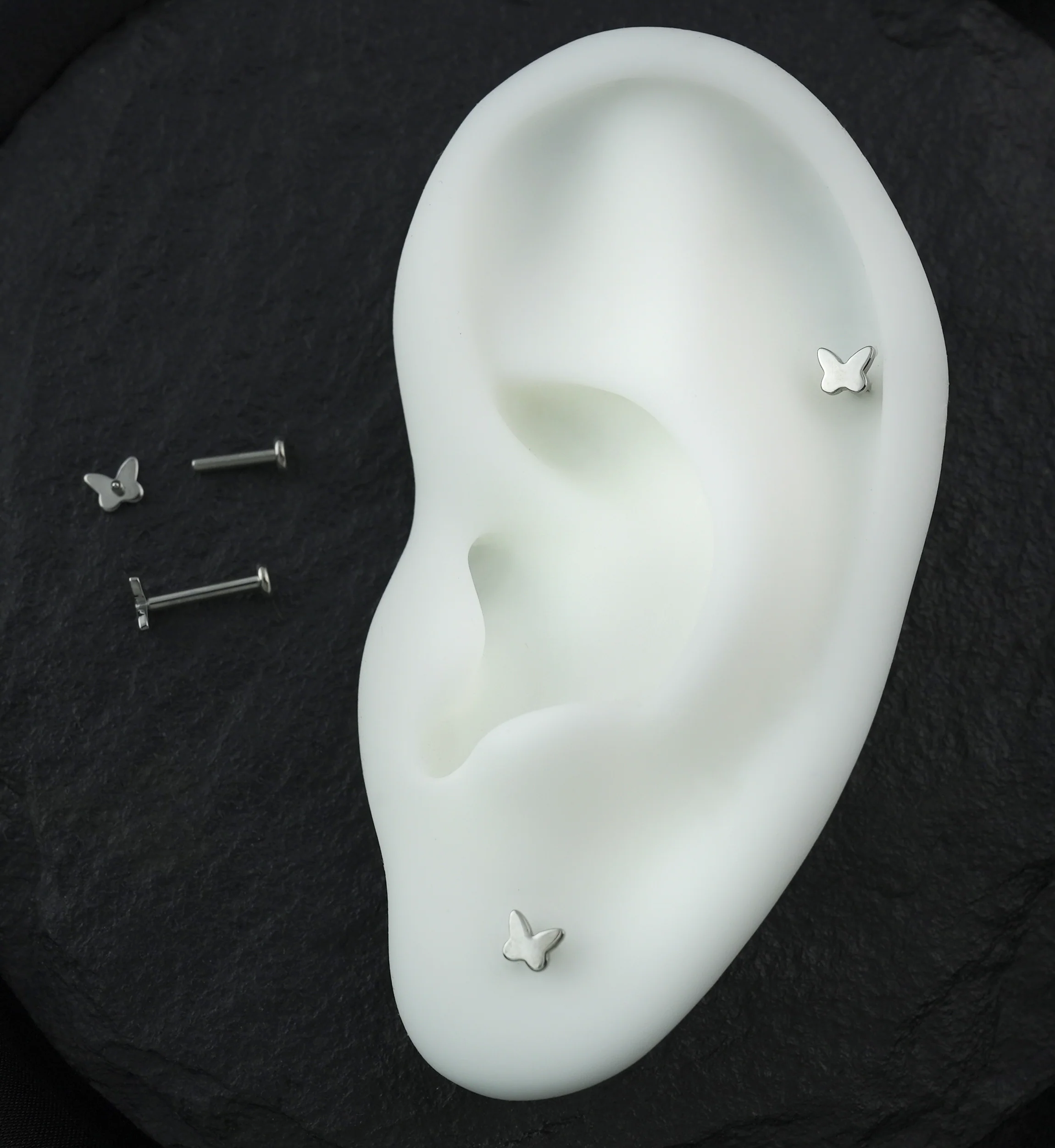 Bubble Butterfly Internally Threaded Titanium Labret - Mrs Treak