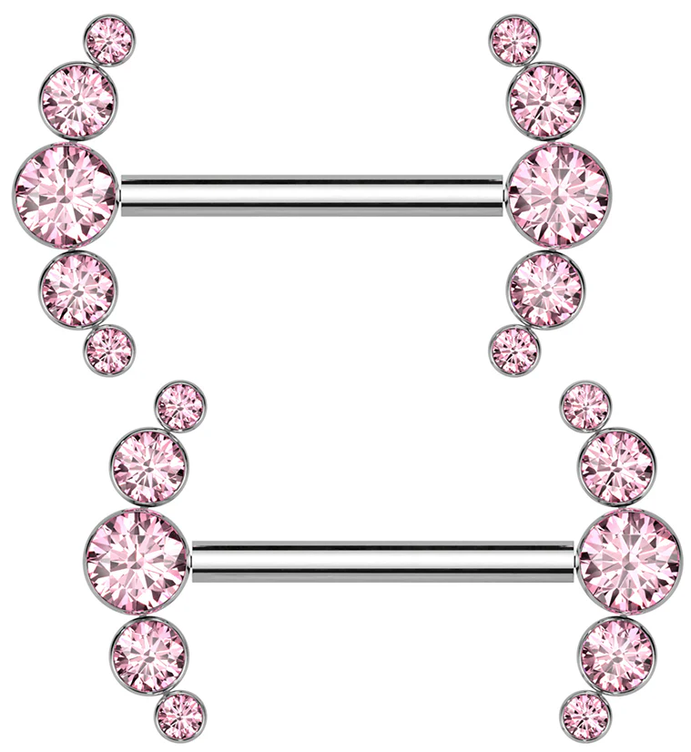 Arch Pink CZ Titanium Threadless Nipple Ring Barbell - Mrs Treak