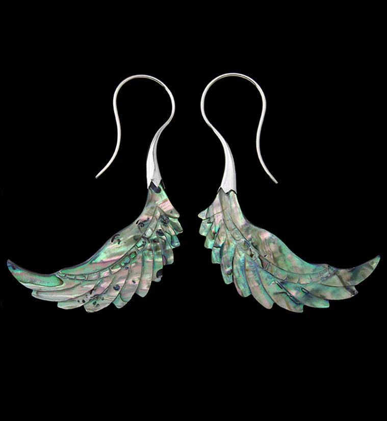 18G Pinion White Brass Abalone Hangers / Earrings - Mrs Treak