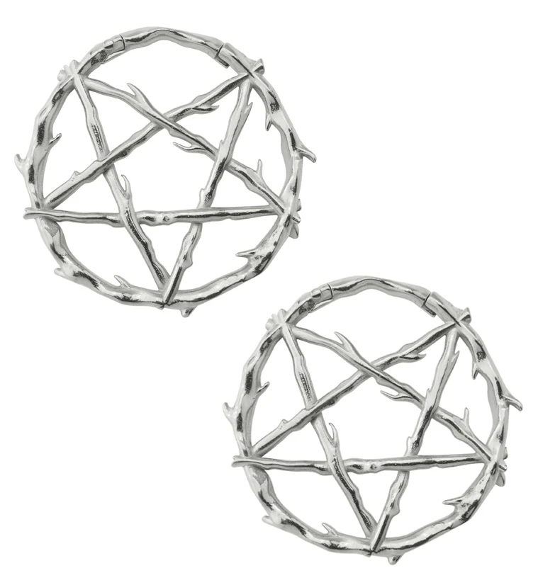 Pentagram Thorn Hinged Ear Weights - Mrs Treak