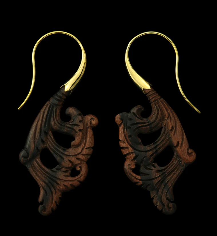 18G Lush Brass Areng Wood Hangers / Earrings - Mrs Treak