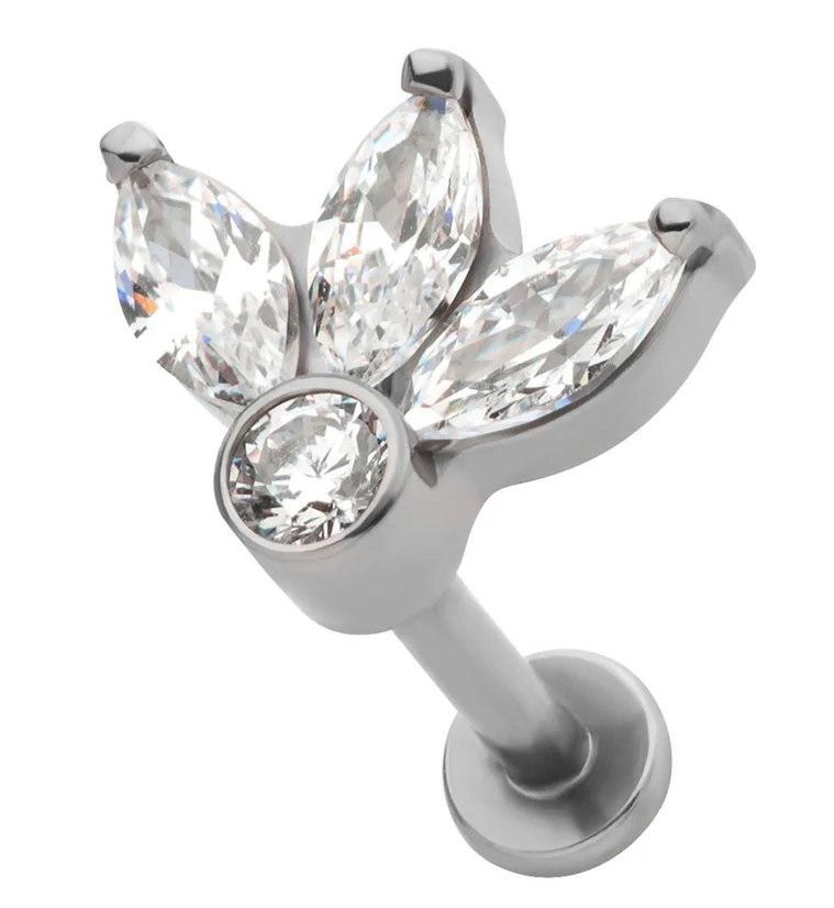 Sepal Clear CZ Titanium Internally Threaded Labret - Mrs Treak