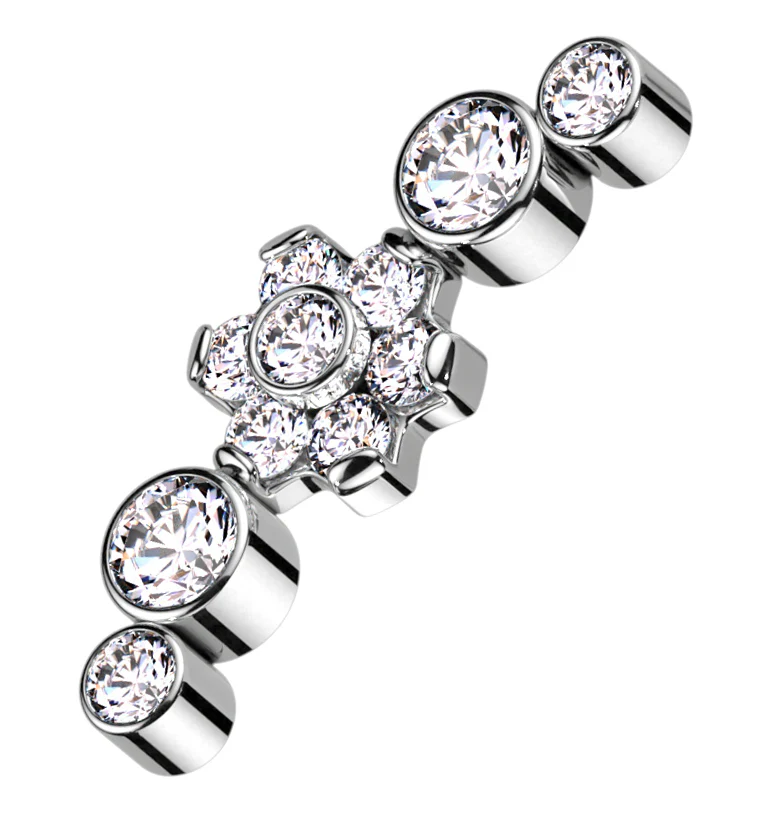 Centered Flower Clear CZ Arch Internally Threaded Titanium Top - Mrs Treak