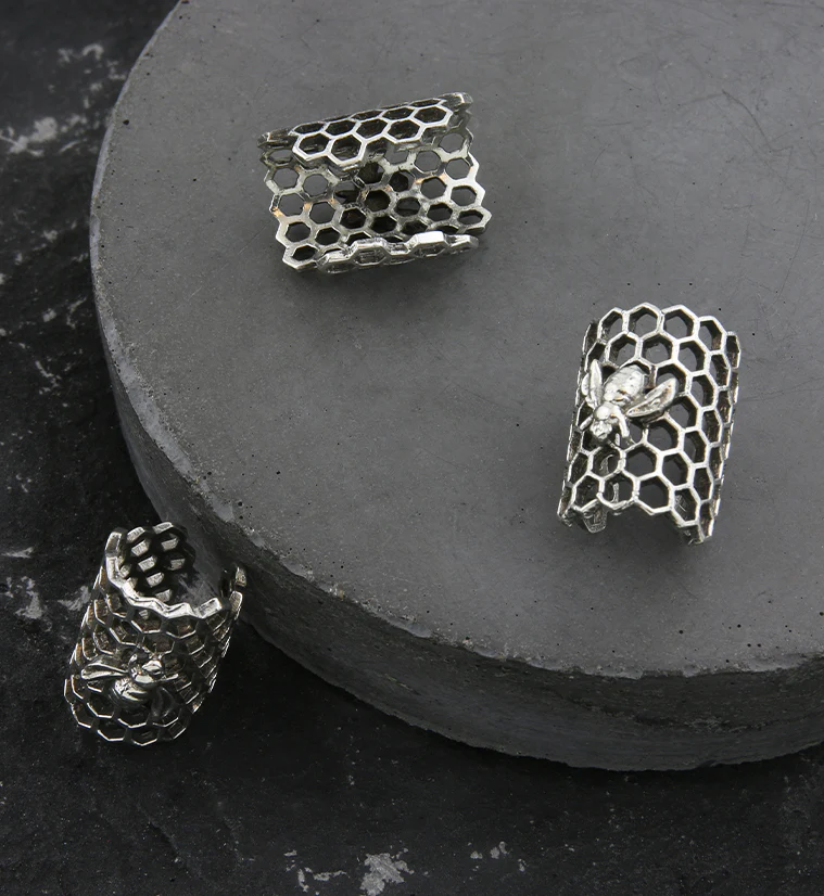 Honeycomb White Brass Dreadlock Cuff - Mrs Treak