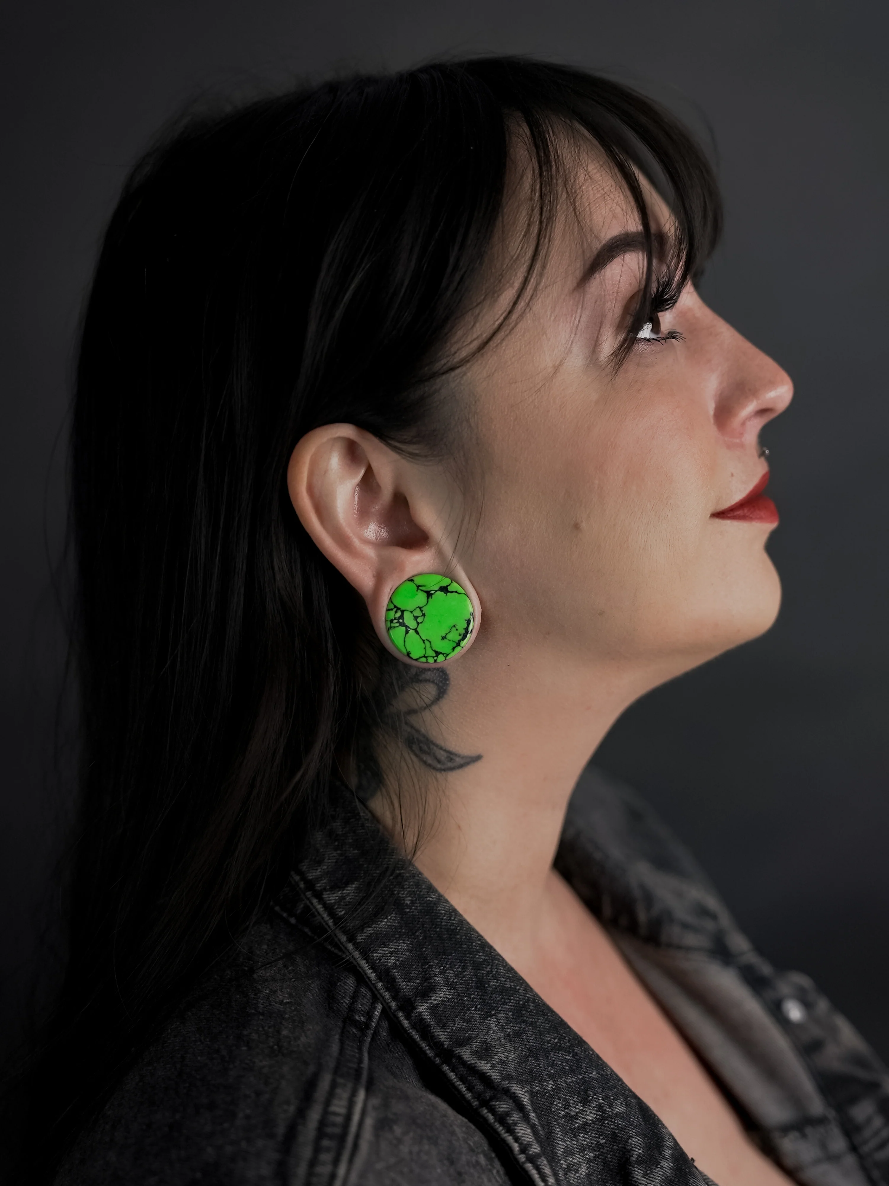 Green And Black Howlite Stone Plugs - Mrs Treak