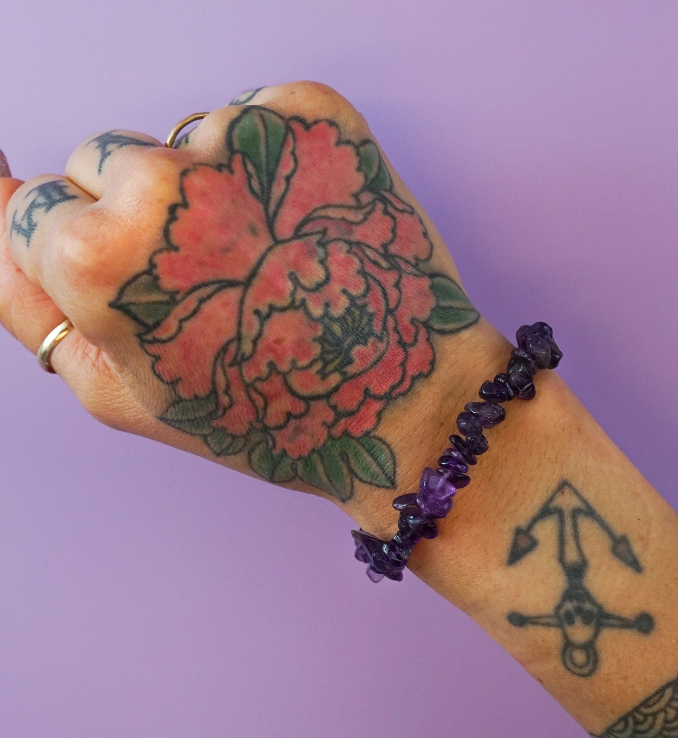 Dark Amethyst Chips Stone Bracelet - Mrs Treak