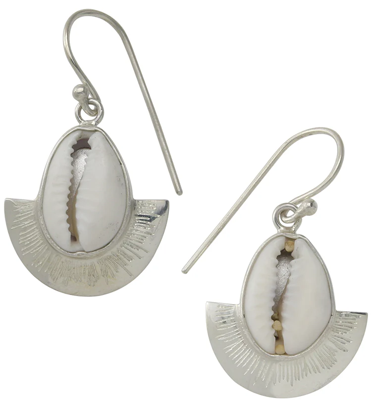 Cowrie Shell Sterling Silver Earrings - Mrs Treak