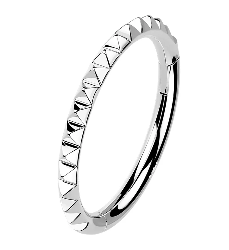 14kt White Gold Polyhedra Edge Hinged Segment Ring - Mrs Treak