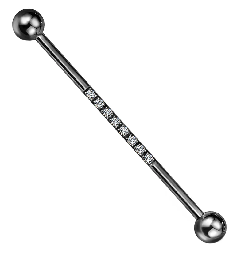 Center Line Black PVD CZ Industrial Barbell - Mrs Treak