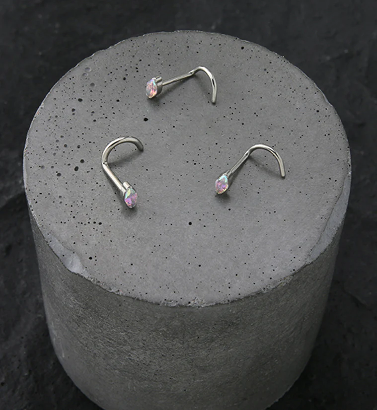 Ovate Rainbow Aurora CZ Titanium Nose Screw Ring - Mrs Treak