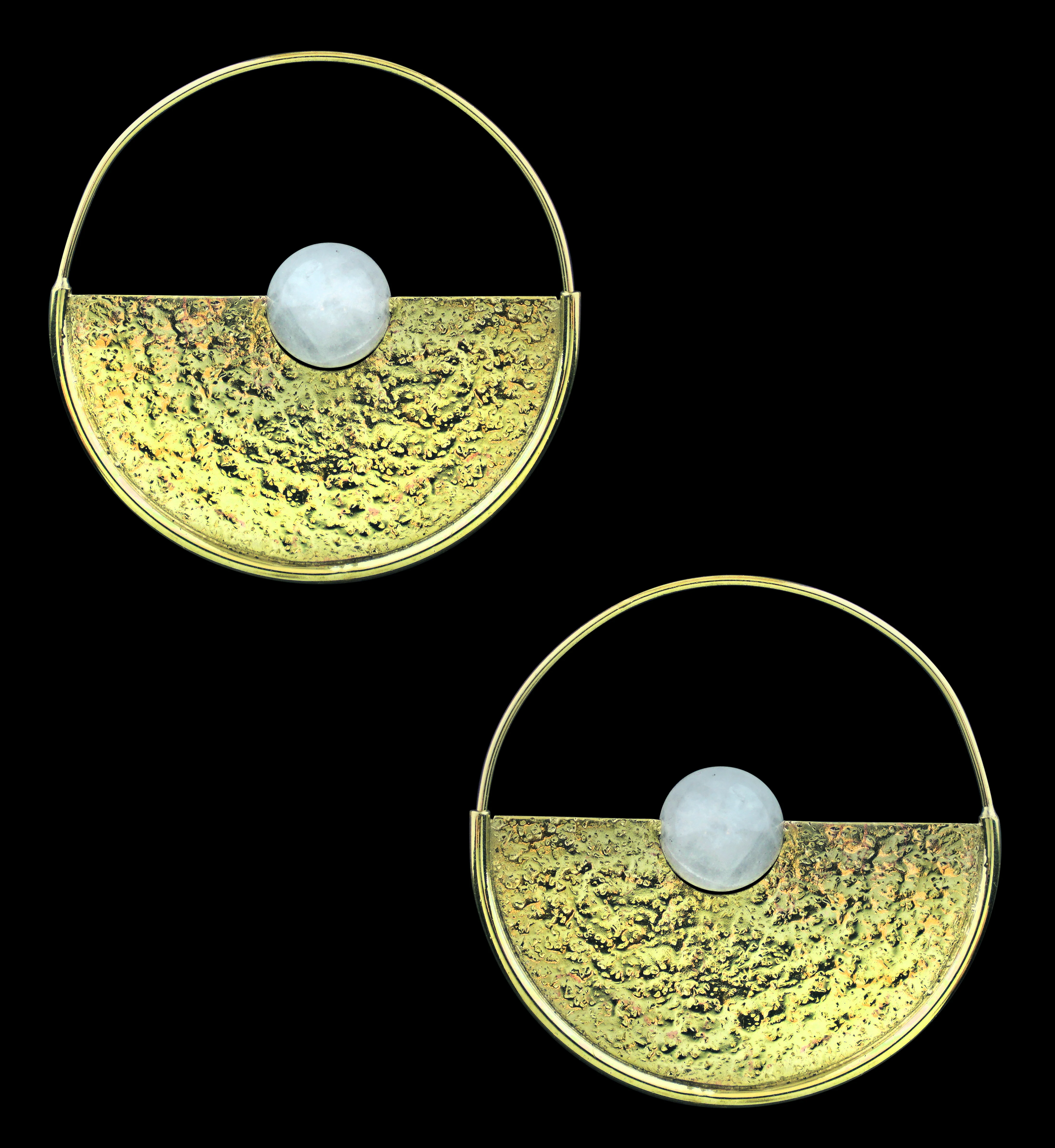 Meridian Rose Quartz Sphere Brass Earrings - Hangers - Mrs Treak