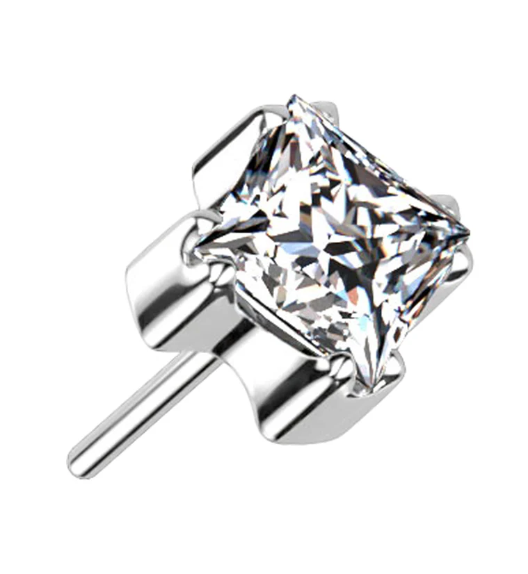 Square CZ Threadless Titanium Top - Mrs Treak