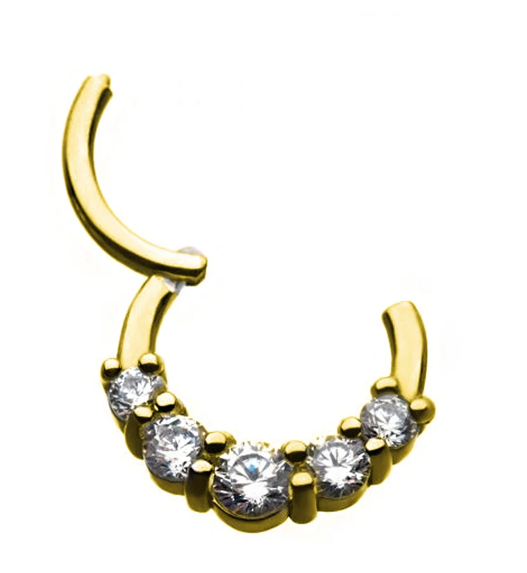 Gold PVD Cinque Hinged Segment Ring - Mrs Treak