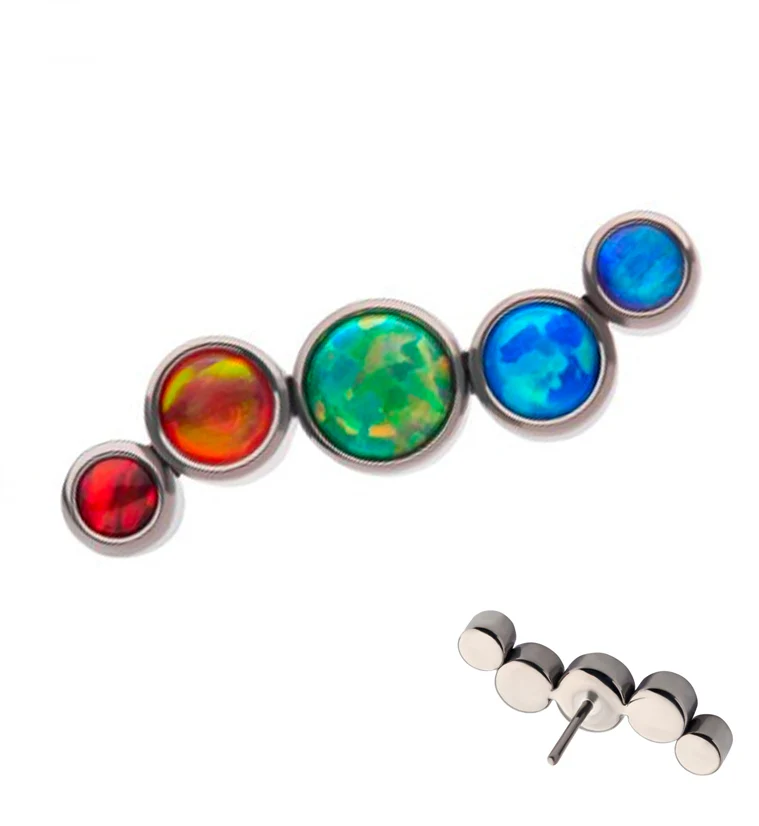 Ripple Rainbow Opalite Threadless Titanium Top - Mrs Treak