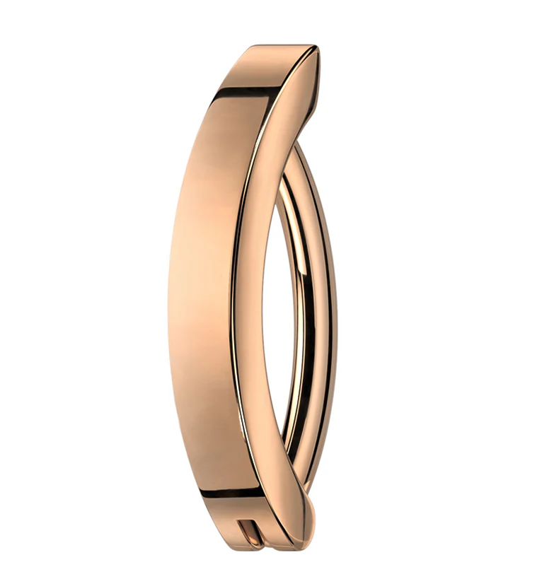 Rose Gold PVD Bar Titanium Hinged Belly Button Ring - Mrs Treak