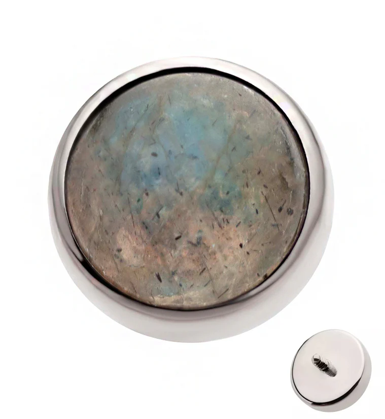 Bezel Labradorite Stone Titanium Internally Threaded Top - Mrs Treak