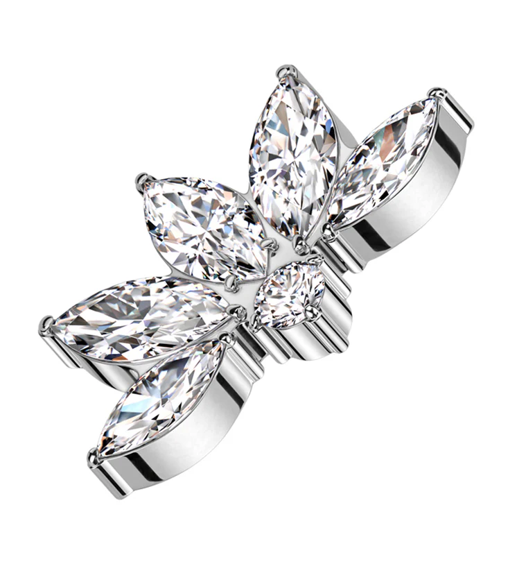 Lotus Flower Clear CZ Internally Threaded Titanium Top - Mrs Treak