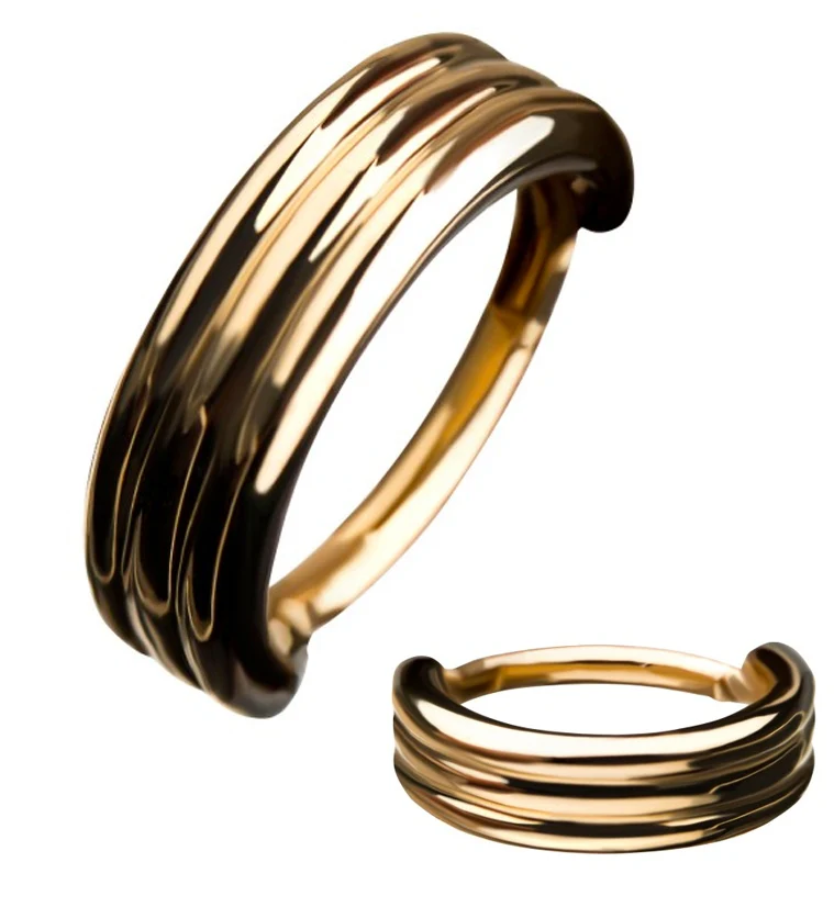 14kt Gold Triple Bar Hinged Segment Ring - Mrs Treak