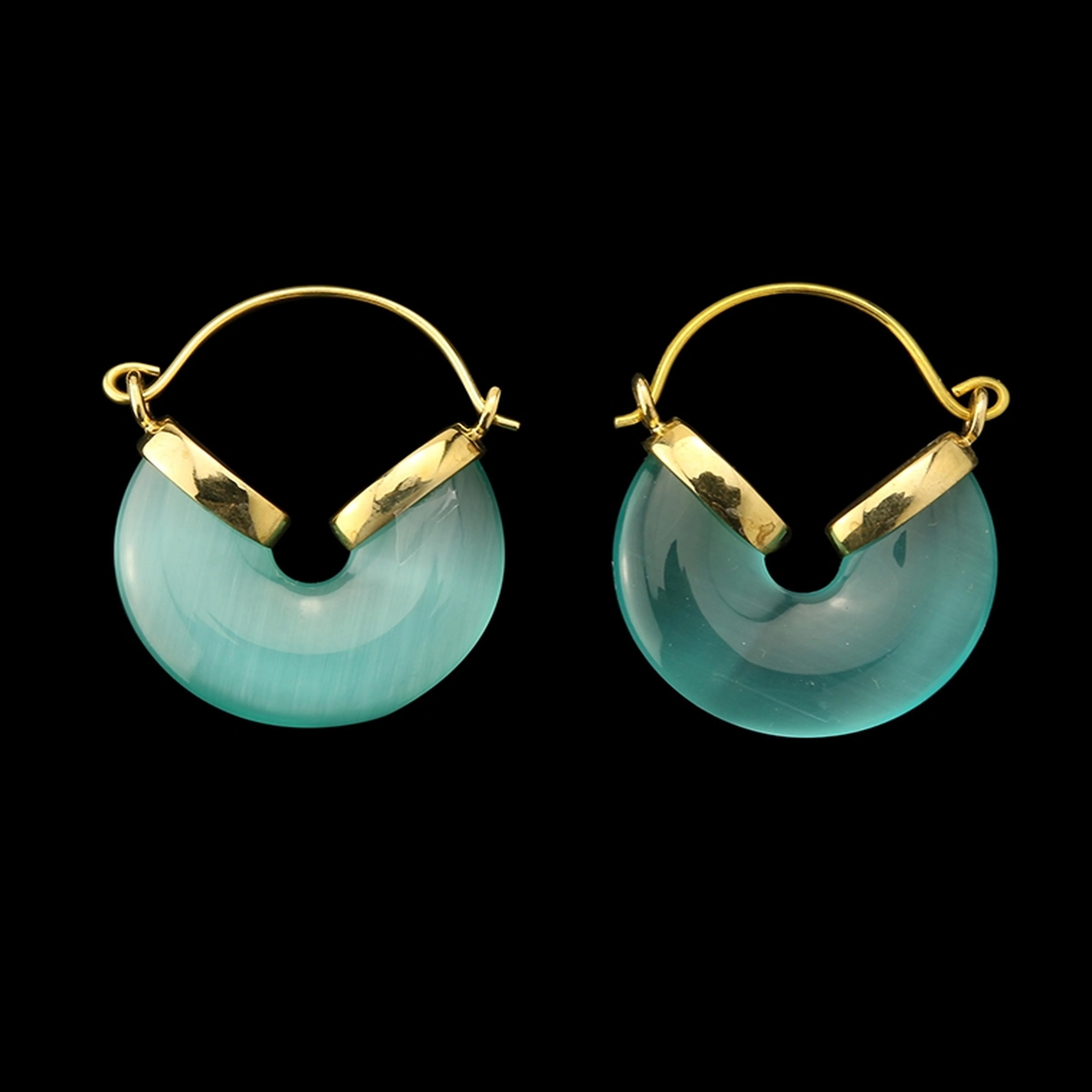 20G Turquoise Cat's Eye Halo Hangers - Earrings - Mrs Treak