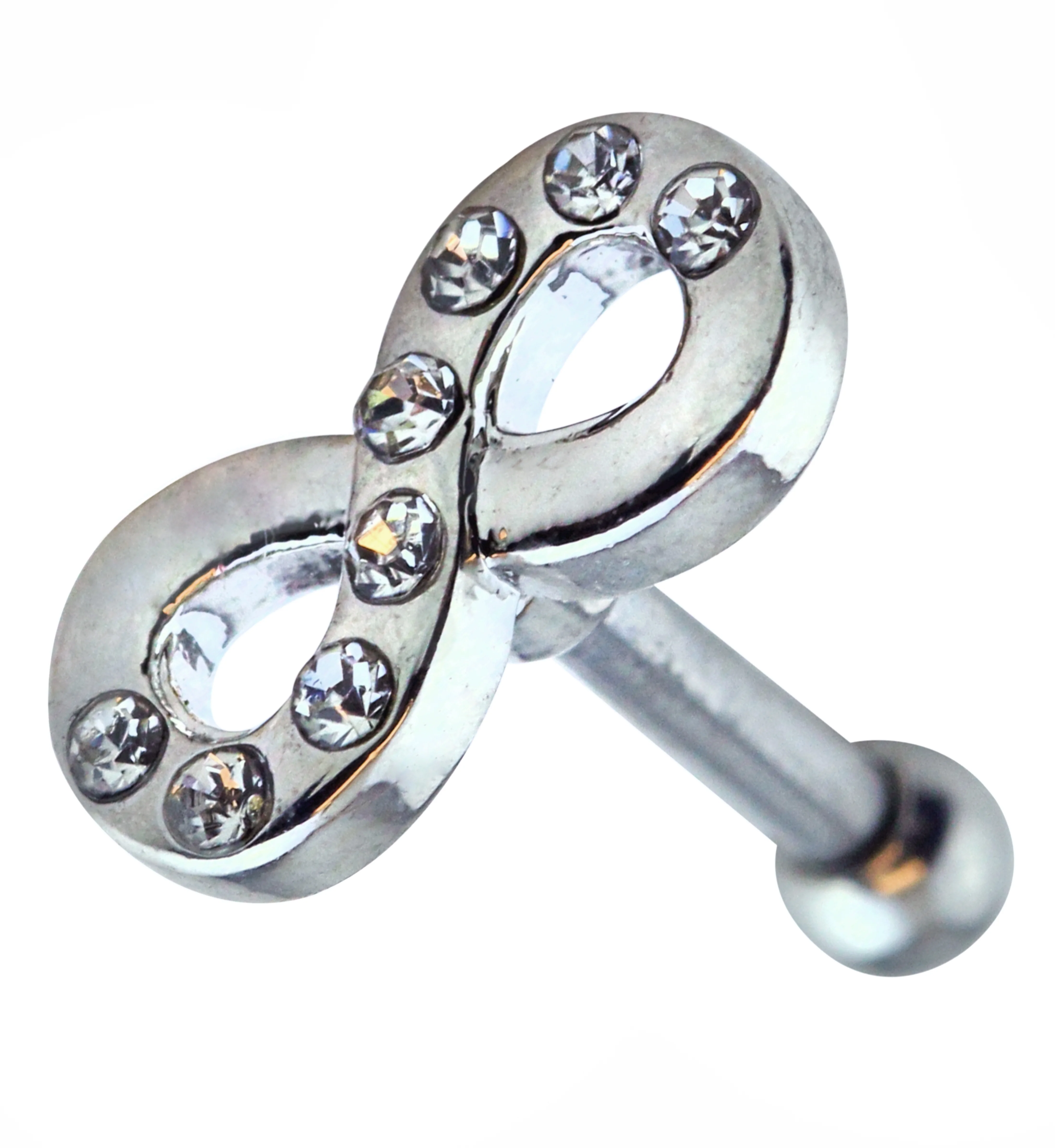 Infinity Symbol Clear CZ Cartilage Barbell - Mrs Treak